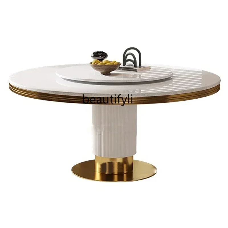 LXdining table and chair combination 6. 8 people round table turntable modern simple Italian minimalistSSS
LXdining table and chair combination 6. 8 people round table turntable modern simple Italian minimalistSSS