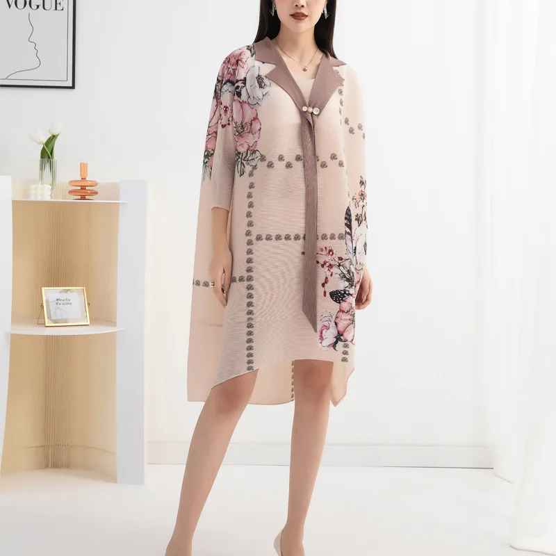 Miyake pleated print loose thin women's dress 2022 autumn new suit collar casual fashion trend skirt for women
Miyake pleated print loose thin women's dress 2022 autumn new suit collar casual fashion trend skirt for women
