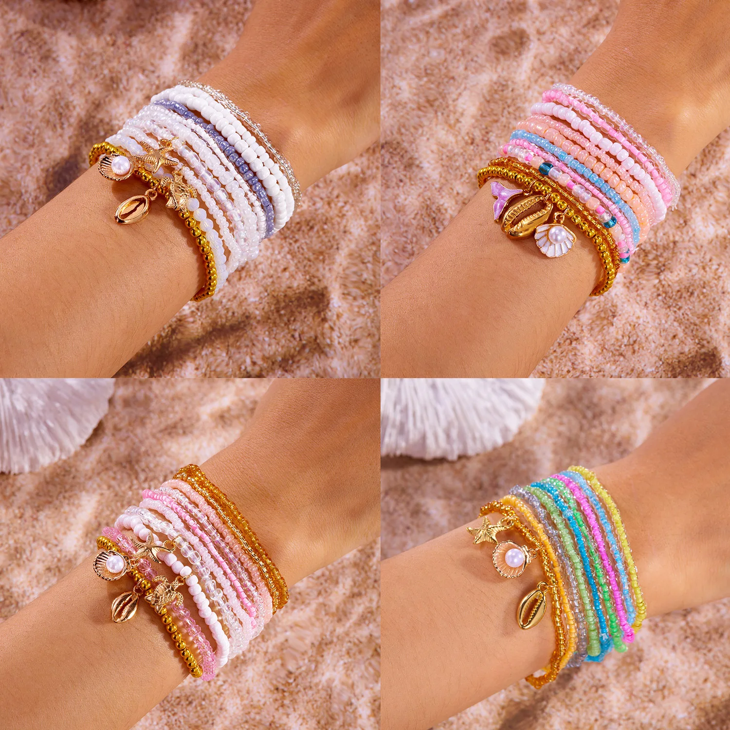 Beaded Stretch Bracelet Set for Women – Ocean Charm Stack with Shell & Turtle Pendants
Beaded Stretch Bracelet Set for Women – Ocean Charm Stack with Shell & Turtle Pendants