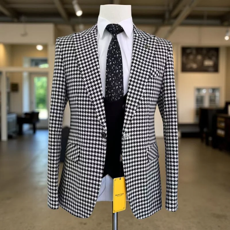 Slim Fit Plaid Men Suits for Prom Check Houndstooth Male Suit Set Jacket with Pants Vest 3 Pieces Wedding Tuxedo XS-3XL
Slim Fit Plaid Men Suits for Prom Check Houndstooth Male Suit Set Jacket with Pants Vest 3 Pieces Wedding Tuxedo XS-3XL