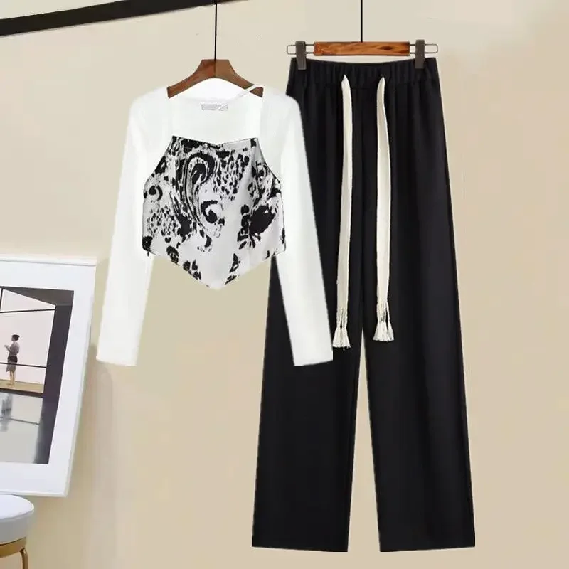 Pants Matching Sets for Women Spring Autumn Fashion Long Sleeve T Shirts Black Trousers Outfits 2025 New Lady Casual Clothing
Pants Matching Sets for Women Spring Autumn Fashion Long Sleeve T Shirts Black Trousers Outfits 2025 New Lady Casual Clothing