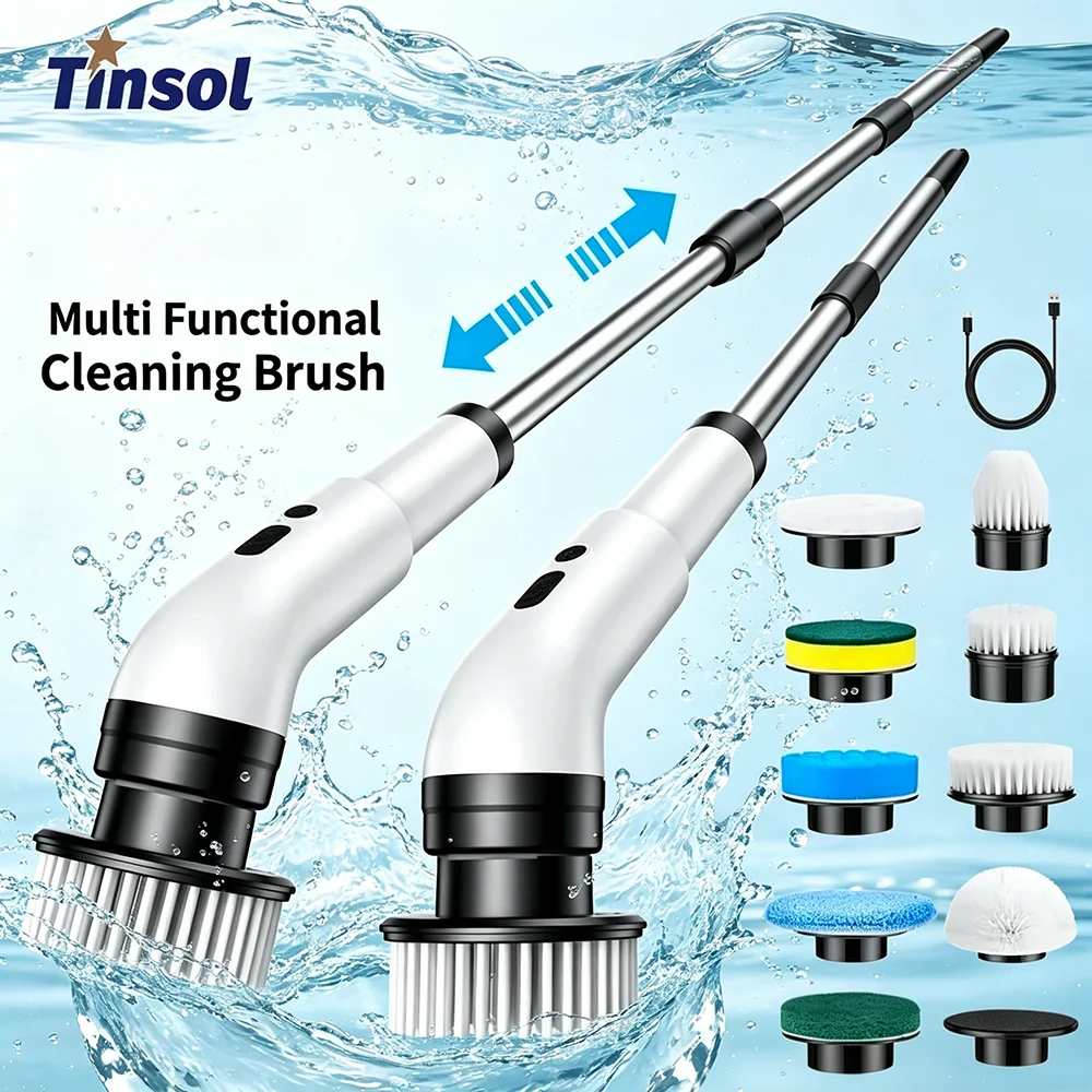 TINSOL Multifunctional Electric Cleaning Brush, Kitchen and Bathroom Tile Scrubber, Telescopic Household Cleaning Brush
TINSOL Multifunctional Electric Cleaning Brush, Kitchen and Bathroom Tile Scrubber, Telescopic Household Cleaning Brush