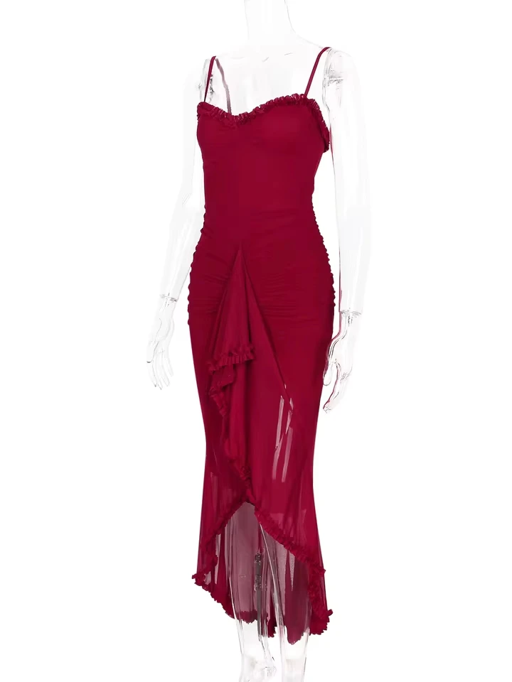 Sheer Mesh Ruffled Front Gown Elegant Sexy Draped Prom Cocktail Maxi Dresses Solid Fairy Ruched Slip Dress Clothes
Sheer Mesh Ruffled Front Gown Elegant Sexy Draped Prom Cocktail Maxi Dresses Solid Fairy Ruched Slip Dress Clothes
