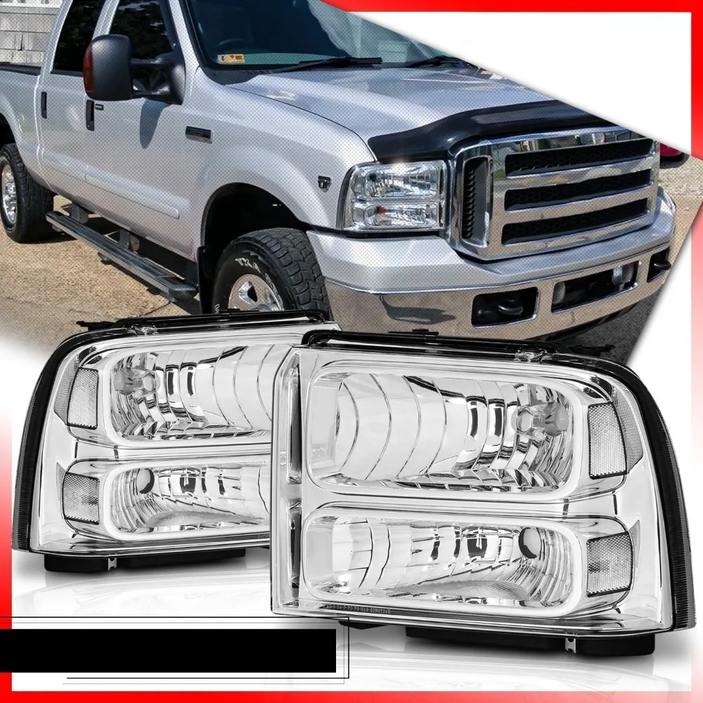 L+R Chrome Clear Corner Headlight Lamp for 2005-2007 Ford F250, F350, F450, F550
L+R Chrome Clear Corner Headlight Lamp for 2005-2007 Ford F250, F350, F450, F550