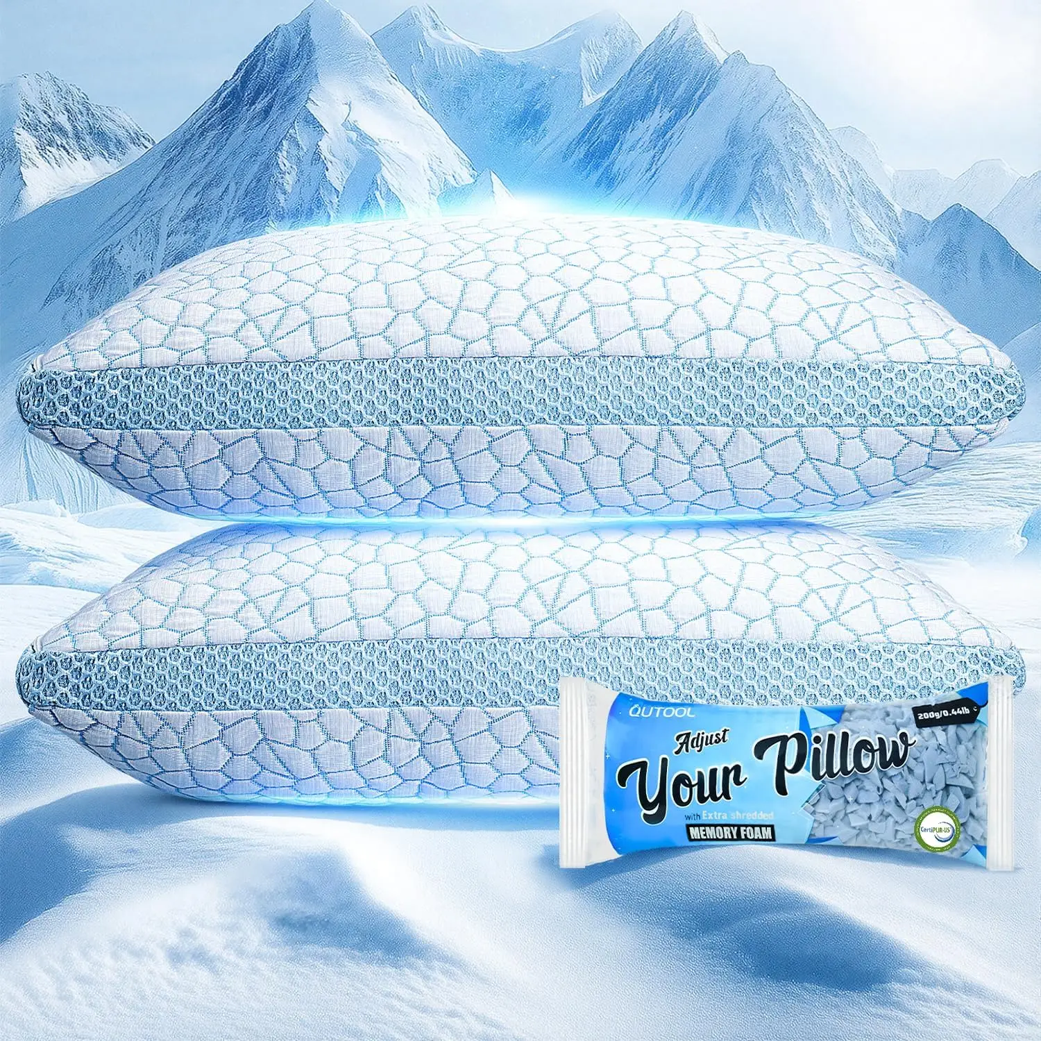 Double Sided Cooling Pillow for Hot Sleepers, Shredded Memory Foam King Size Set of 2, Adjustable Gel Pillow for Side Back
Double Sided Cooling Pillow for Hot Sleepers, Shredded Memory Foam King Size Set of 2, Adjustable Gel Pillow for Side Back