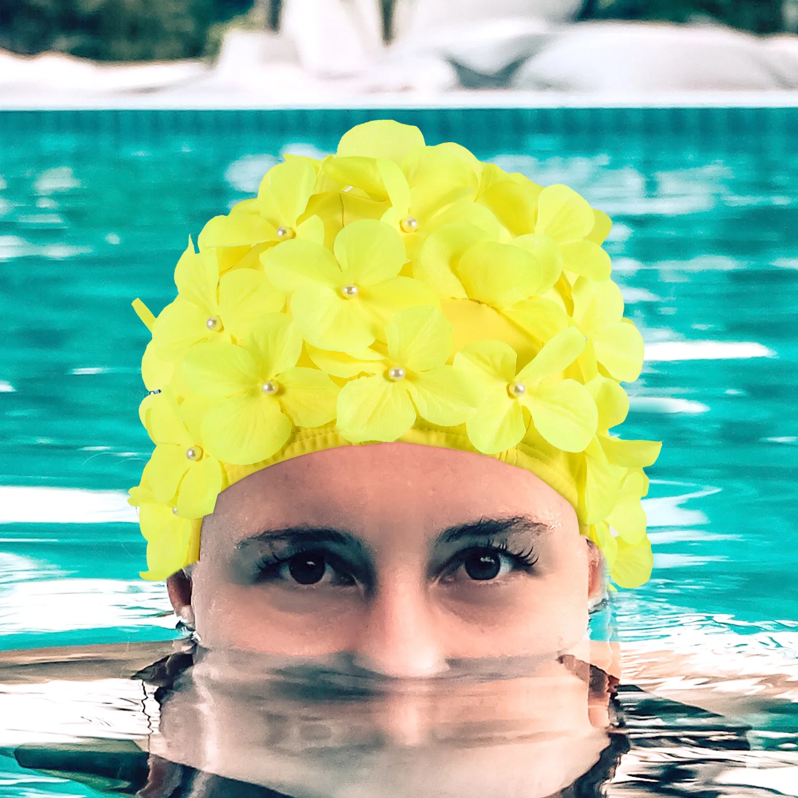 Floral Swim Cap Women Long Hair Polyester Waterproof Stretchy Swimming Caps Hats Yellow Bathing Spa Accessories
Floral Swim Cap Women Long Hair Polyester Waterproof Stretchy Swimming Caps Hats Yellow Bathing Spa Accessories