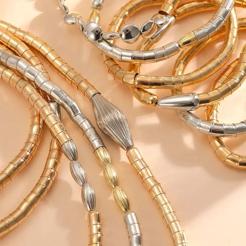 Fashion Metal Chain Beads Necklace Bracelet Set Layered Stackable Elastic Bracelet Neck Jewelry Retro Woven Bangle Spring/Summer
Fashion Metal Chain Beads Necklace Bracelet Set Layered Stackable Elastic Bracelet Neck Jewelry Retro Woven Bangle Spring/Summer