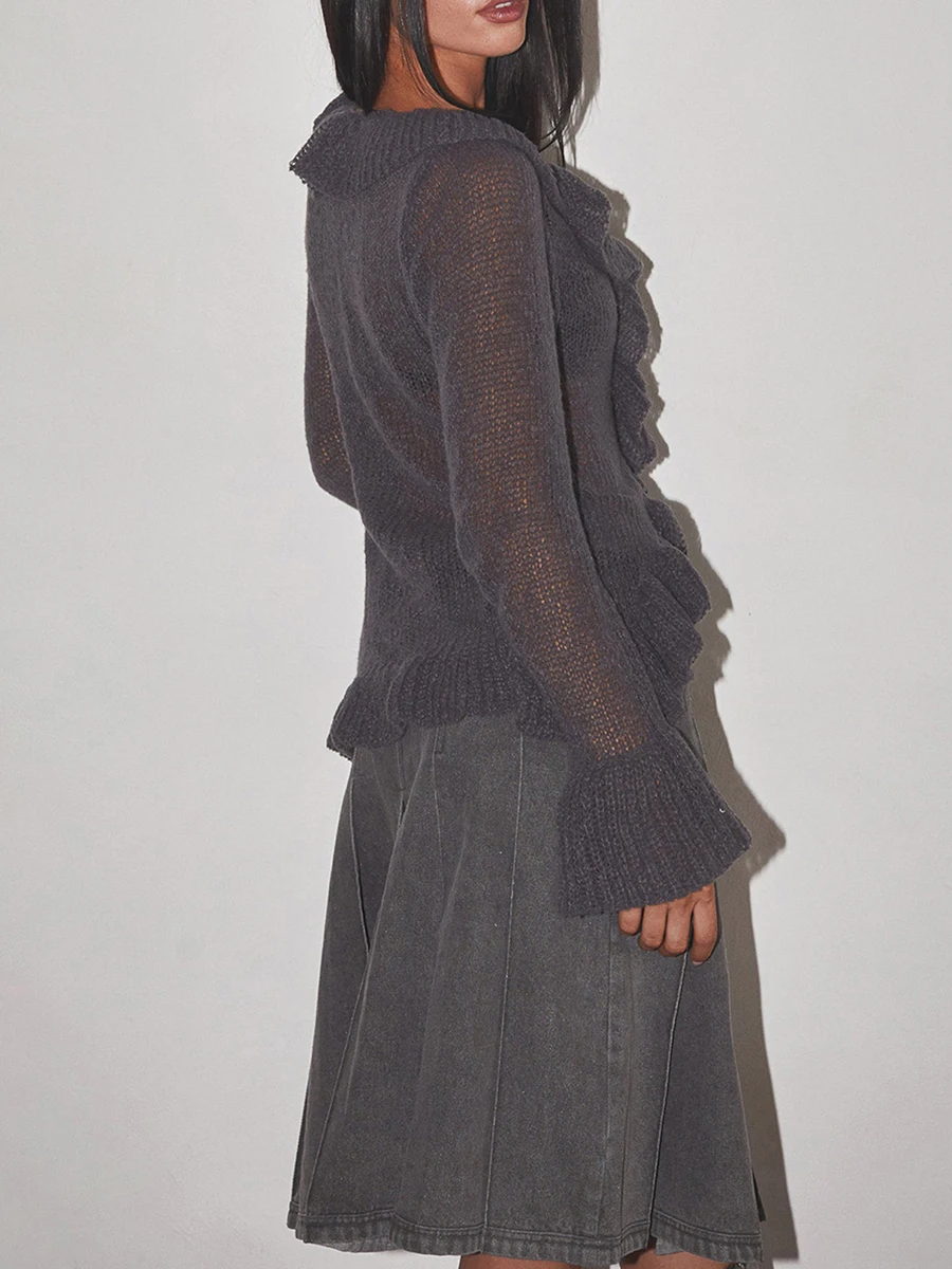 Womens Tie-up Front Knit Cropped Tops Long Sleeve V Neck Ruffle Cardigan Sweaters
Womens Tie-up Front Knit Cropped Tops Long Sleeve V Neck Ruffle Cardigan Sweaters