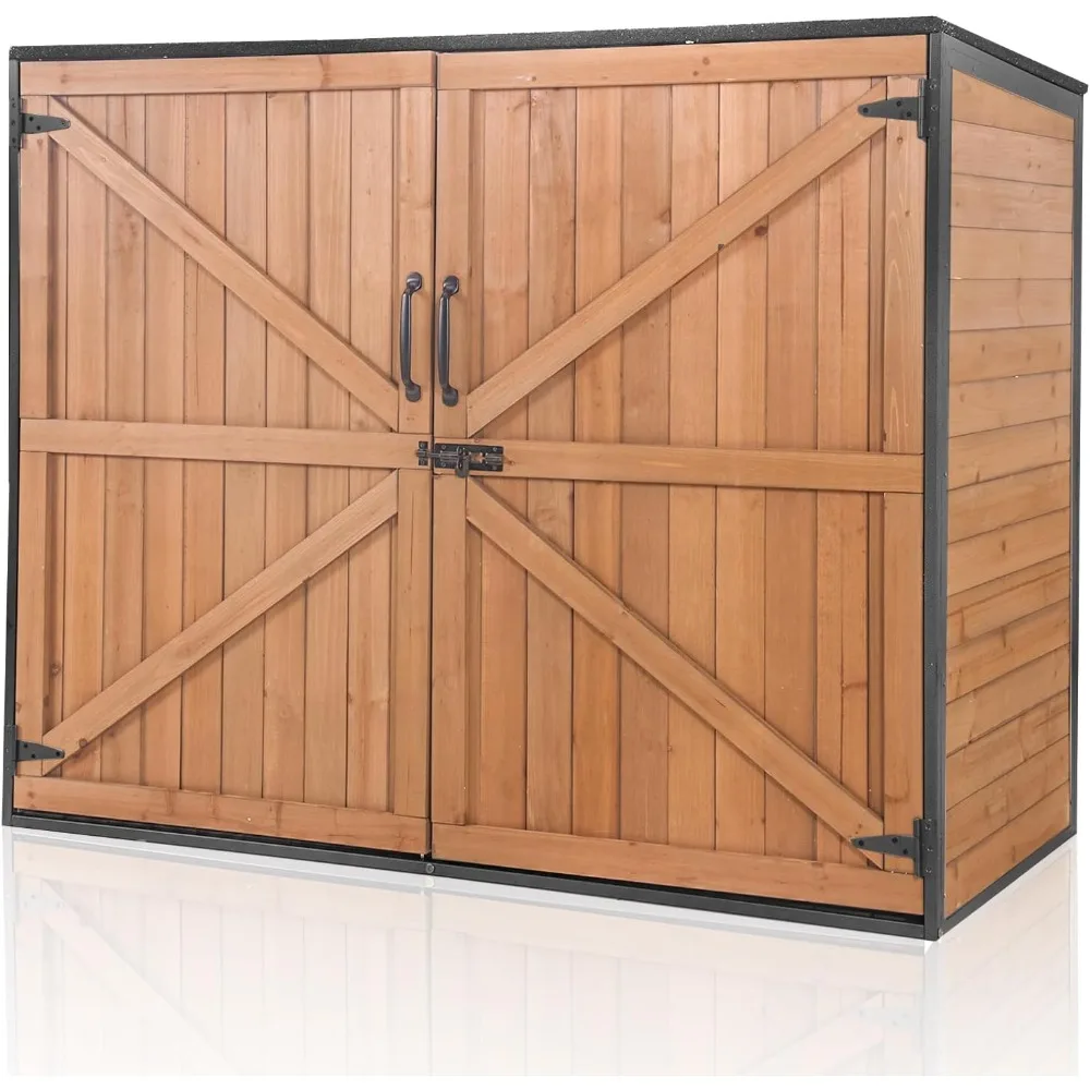 Outdoor Storage Cabinet Trash Can Storage Shed Upgraded with Metal Frame for Garbage Can, Gardening Tools and Accessories 50" L
Outdoor Storage Cabinet Trash Can Storage Shed Upgraded with Metal Frame for Garbage Can, Gardening Tools and Accessories 50" L