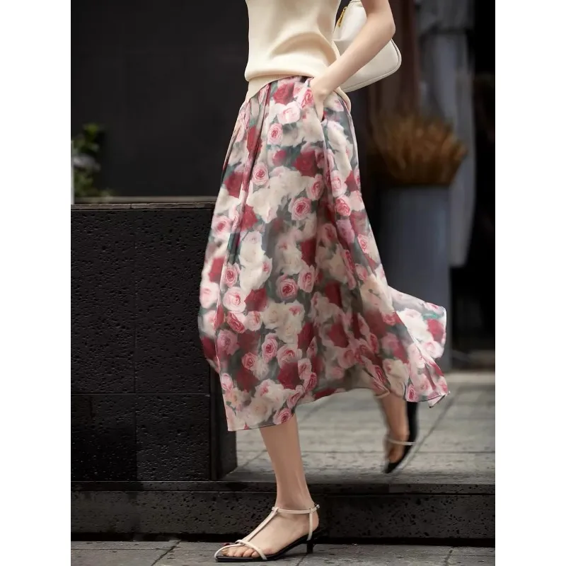 Summer Women's Floral Print Chiffon Midi Skirt High Waist A-Line Flowy Pocket Skirt
Summer Women's Floral Print Chiffon Midi Skirt High Waist A-Line Flowy Pocket Skirt