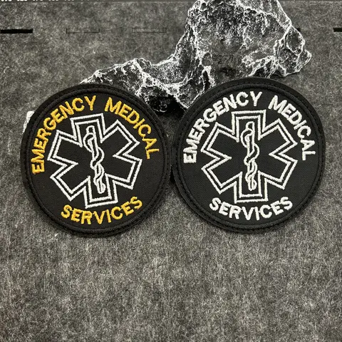 EMS Emergency Medical Services Star of Life Embroidered Patches, Hook and Loop Medic Badge Set for First Aid Backpack Vest