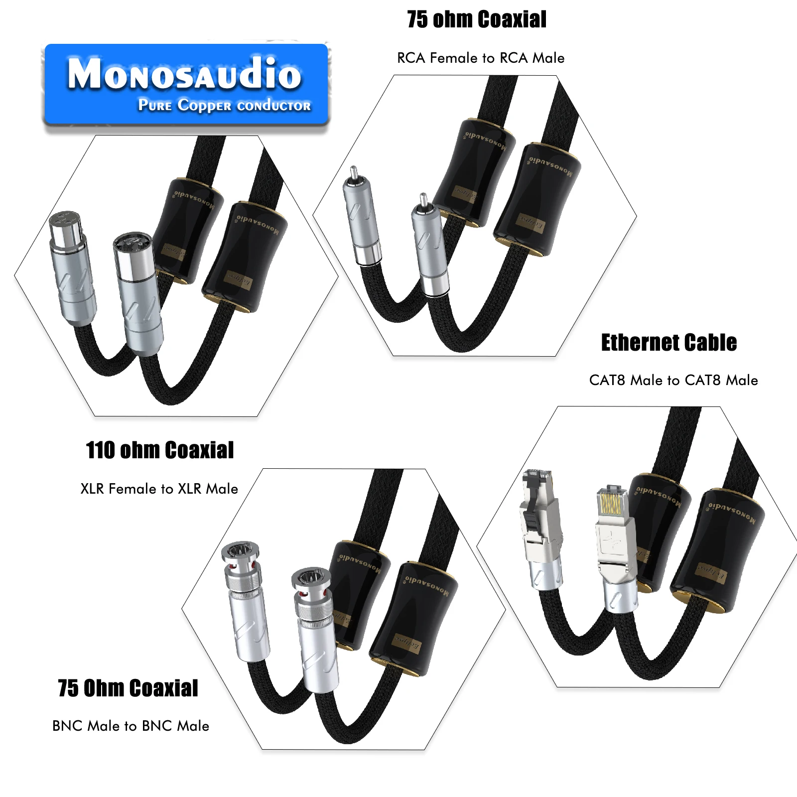 Monosaudio Eclipse Series Hi-end 99.9998% 6N Pure Silver AES/EBU Cable Multi-layer Shielding for Studio Audio & HiFi System
Monosaudio Eclipse Series Hi-end 99.9998% 6N Pure Silver AES/EBU Cable Multi-layer Shielding for Studio Audio & HiFi System