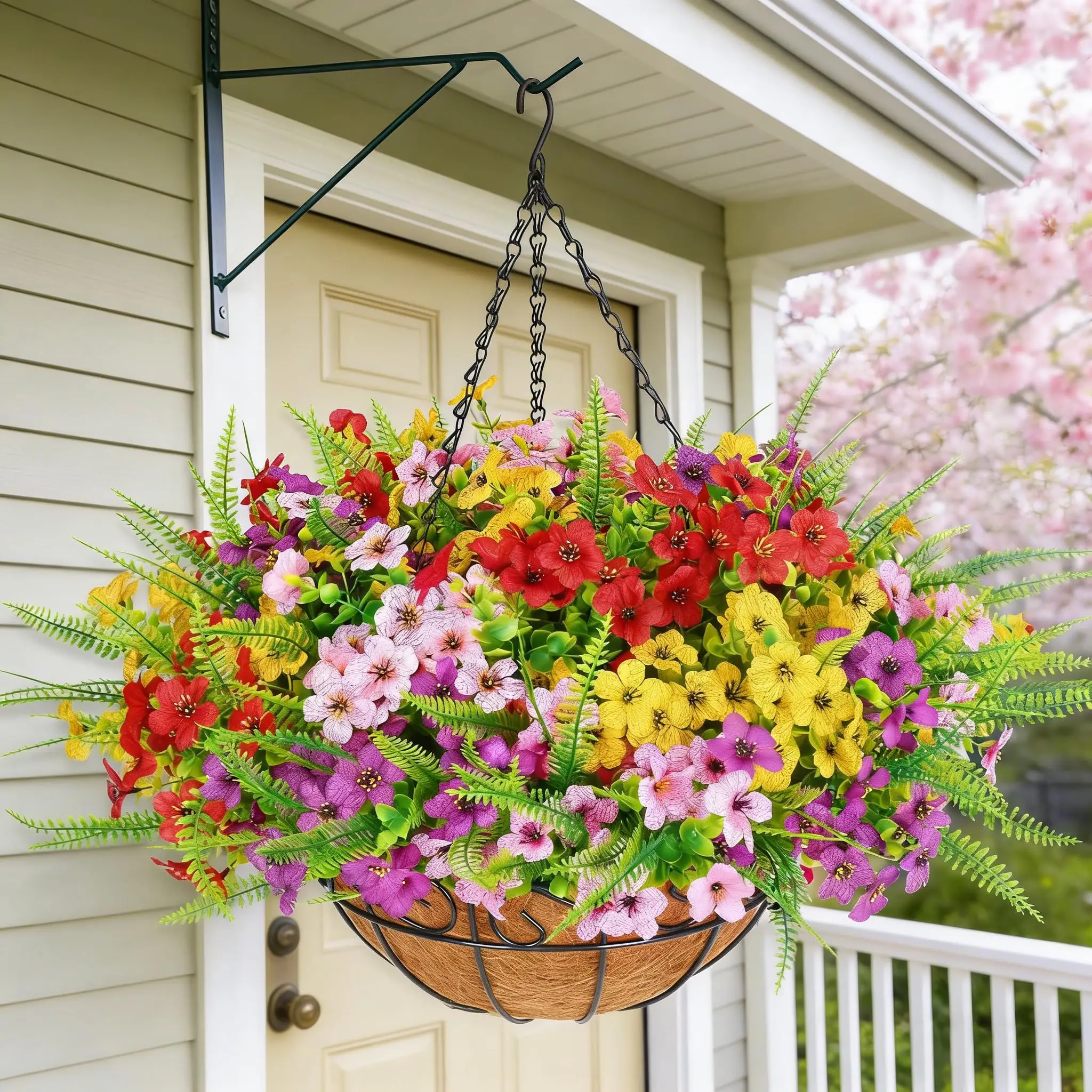 Artificial Hanging Flowers Outdoors 10Bundles Fake Flower with Hanging Baskets for Decoration Home yard Garden Patio Porch Decor
Artificial Hanging Flowers Outdoors 10Bundles Fake Flower with Hanging Baskets for Decoration Home yard Garden Patio Porch Decor