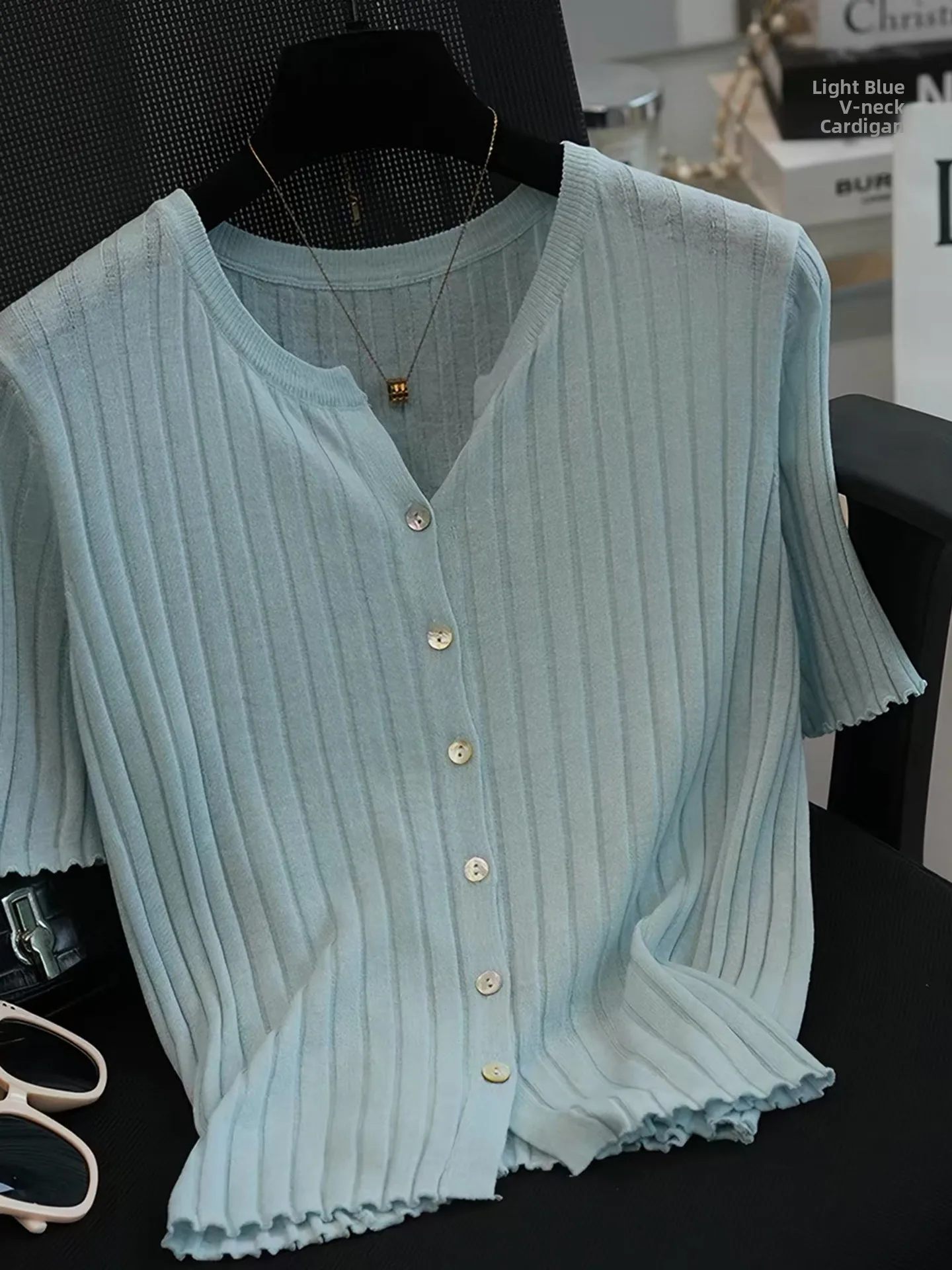 Sweet Style V-Neck Linen Short Sleeve Knitted Open Cardigan Women Loose Slimming Versatile Top Summer New Arrival
Sweet Style V-Neck Linen Short Sleeve Knitted Open Cardigan Women Loose Slimming Versatile Top Summer New Arrival