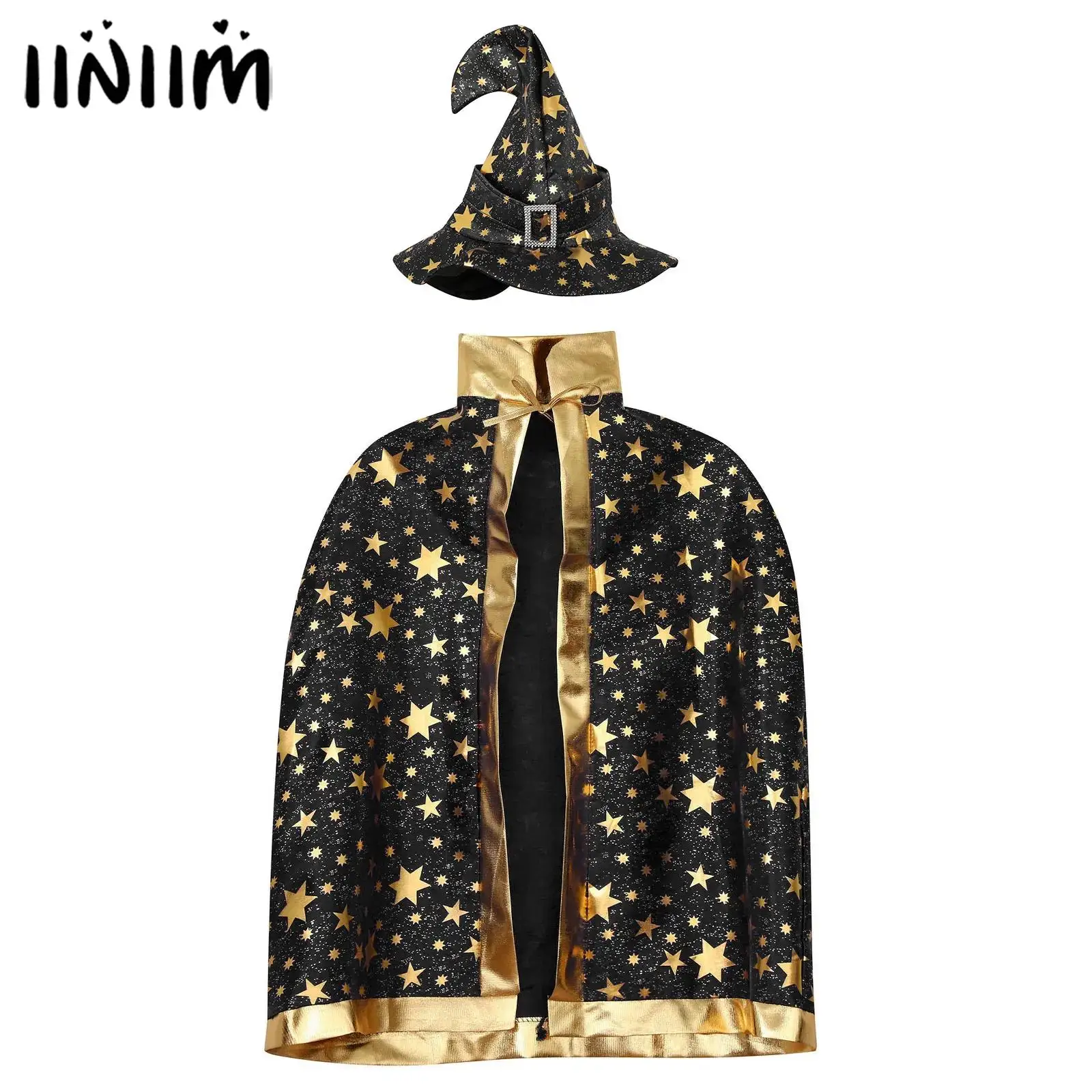 Children Halloween Wizard Cloak with Hat 2Pcs Dress Up Carnival Theme Party Costumes Star Print Lace-Up Cape Witch Cosplay Props 
Children Halloween Wizard Cloak with Hat 2Pcs Dress Up Carnival Theme Party Costumes Star Print Lace-Up Cape Witch Cosplay Props