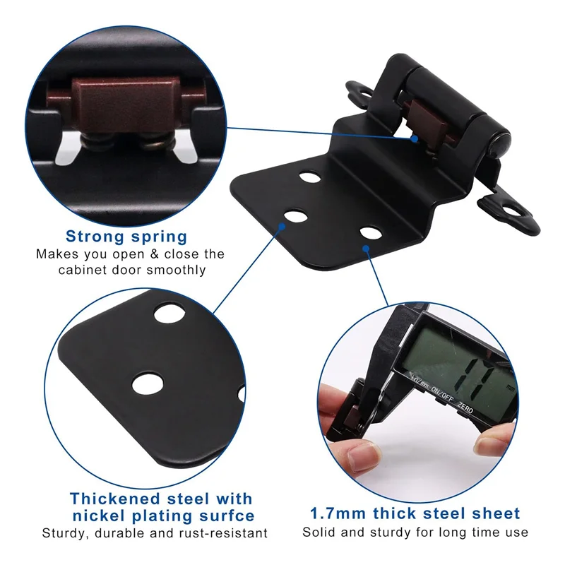8 PCS 3/8Inch Inset Door Hinges, Flush Face Mount Self Closing Hinges Black Cold Rolled Steel Cabinet Hinges For Cabinet Doors
8 PCS 3/8Inch Inset Door Hinges, Flush Face Mount Self Closing Hinges Black Cold Rolled Steel Cabinet Hinges For Cabinet Doors