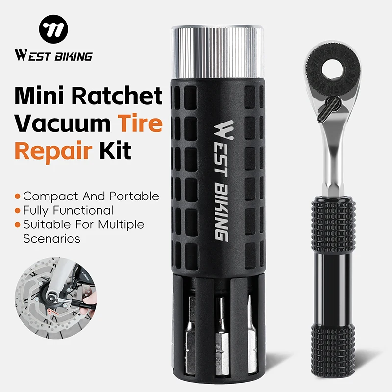 Набор для ремонта велосипедных шин WEST BIKING Mini Ratchet Vacuum: инструменты для ремонта, игла-вилка, 5 резиновых полосок
Набор для ремонта велосипедных шин WEST BIKING Mini Ratchet Vacuum: инструменты для ремонта, игла-вилка, 5 резиновых полосок