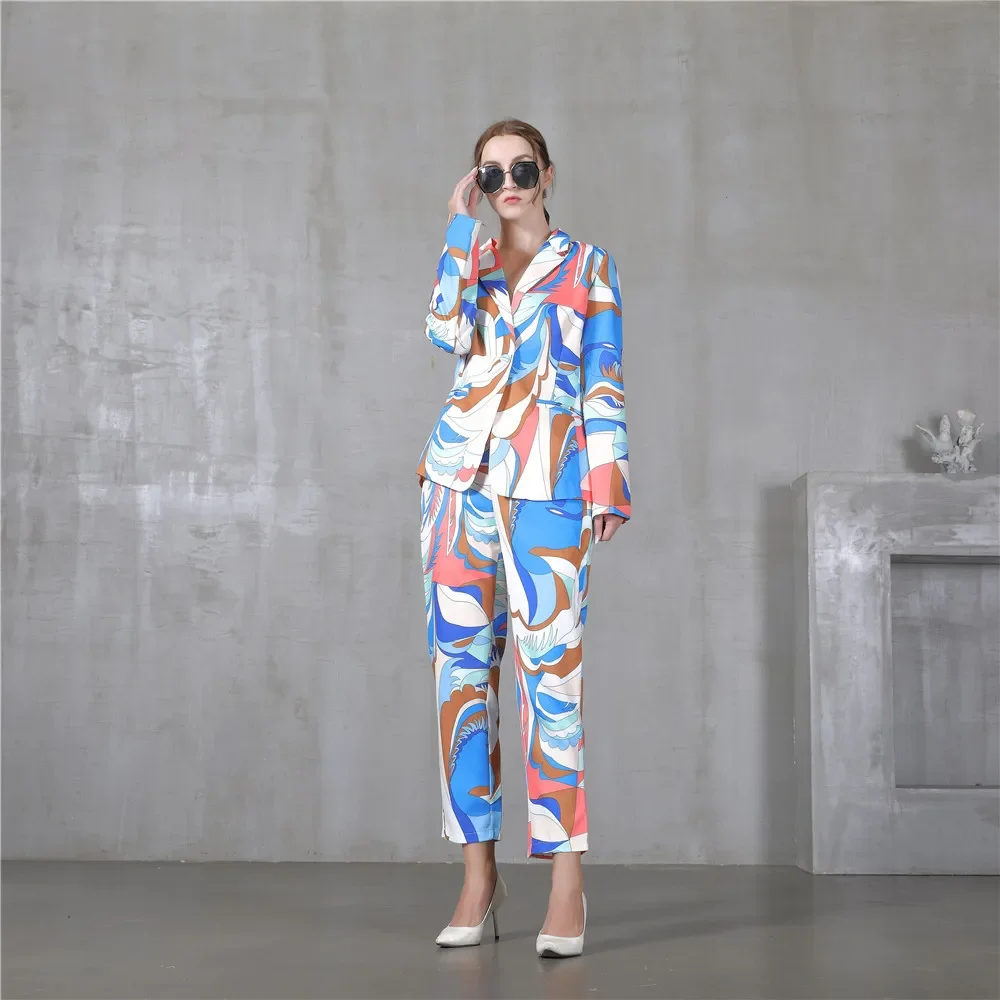 New Spring and Autumn European and American Suit Street Trendy Women's Suit One Button Printed Two Piece Set
New Spring and Autumn European and American Suit Street Trendy Women's Suit One Button Printed Two Piece Set