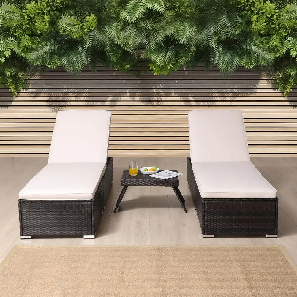 Outdoor Patio Set: 2 Chairs, Table, PE Wicker Lounges, Poolside Chaise, Wicker Bed with Coffee Table, Cushioned Recliners
Outdoor Patio Set: 2 Chairs, Table, PE Wicker Lounges, Poolside Chaise, Wicker Bed with Coffee Table, Cushioned Recliners