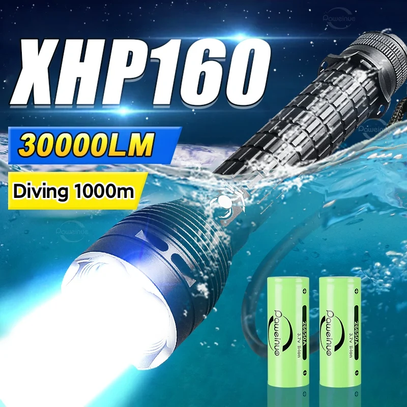 XHP160 Underwater Lantern IPX8 Waterproof Professional Diving Flashlight 30000LM White Light Diving 100m Underwater Flashlight
XHP160 Underwater Lantern IPX8 Waterproof Professional Diving Flashlight 30000LM White Light Diving 100m Underwater Flashlight