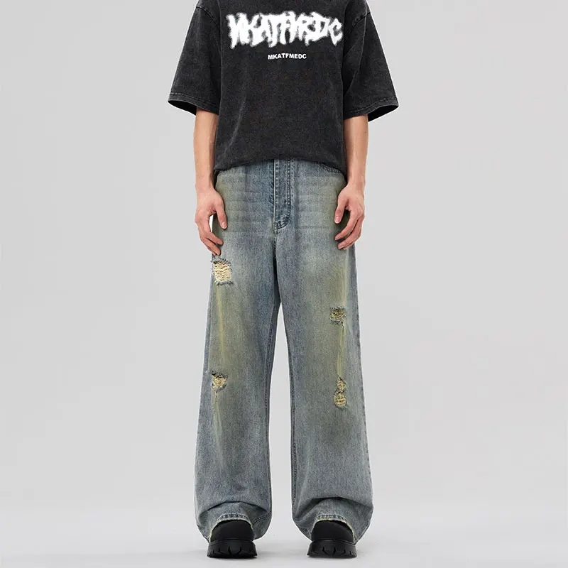 Summer Thin Washed Make Old Ripped Jeans Men's Retro Nostalgic Loose Straight Korean Style Street Style Trendy Wide Leg Pants
Summer Thin Washed Make Old Ripped Jeans Men's Retro Nostalgic Loose Straight Korean Style Street Style Trendy Wide Leg Pants