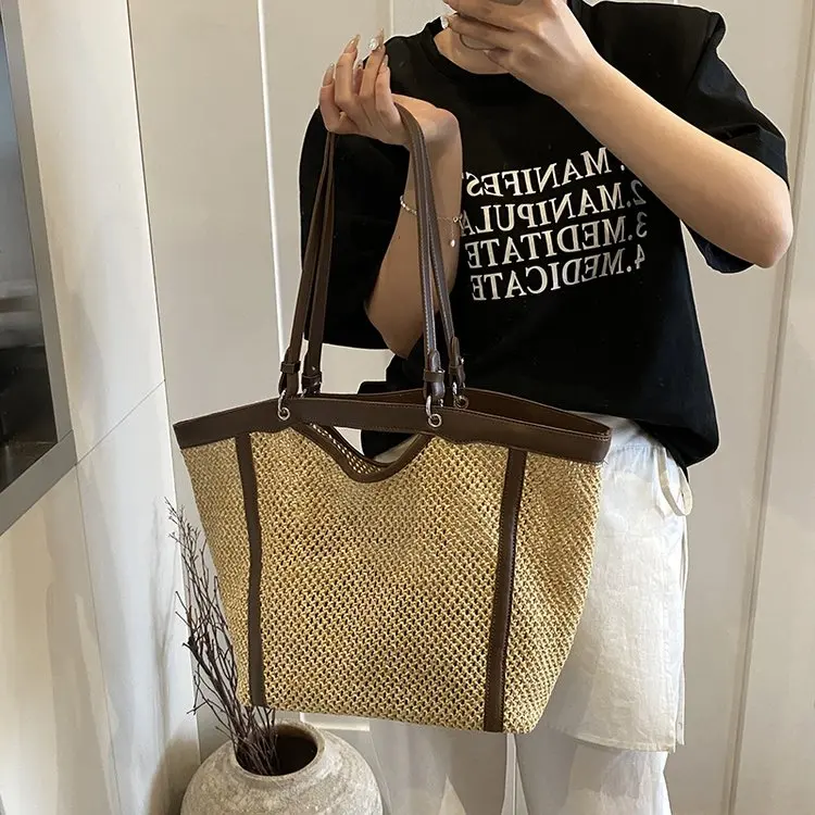 Вместительная соломенная сумка 2026: Новая плетеная сумка для пляжного отдыха, женская пляжная сумка, стильная сумка-тоут для поездок на работу
Вместительная соломенная сумка 2026: Новая плетеная сумка для пляжного отдыха, женская пляжная сумка, стильная сумка-тоут для поездок на работу