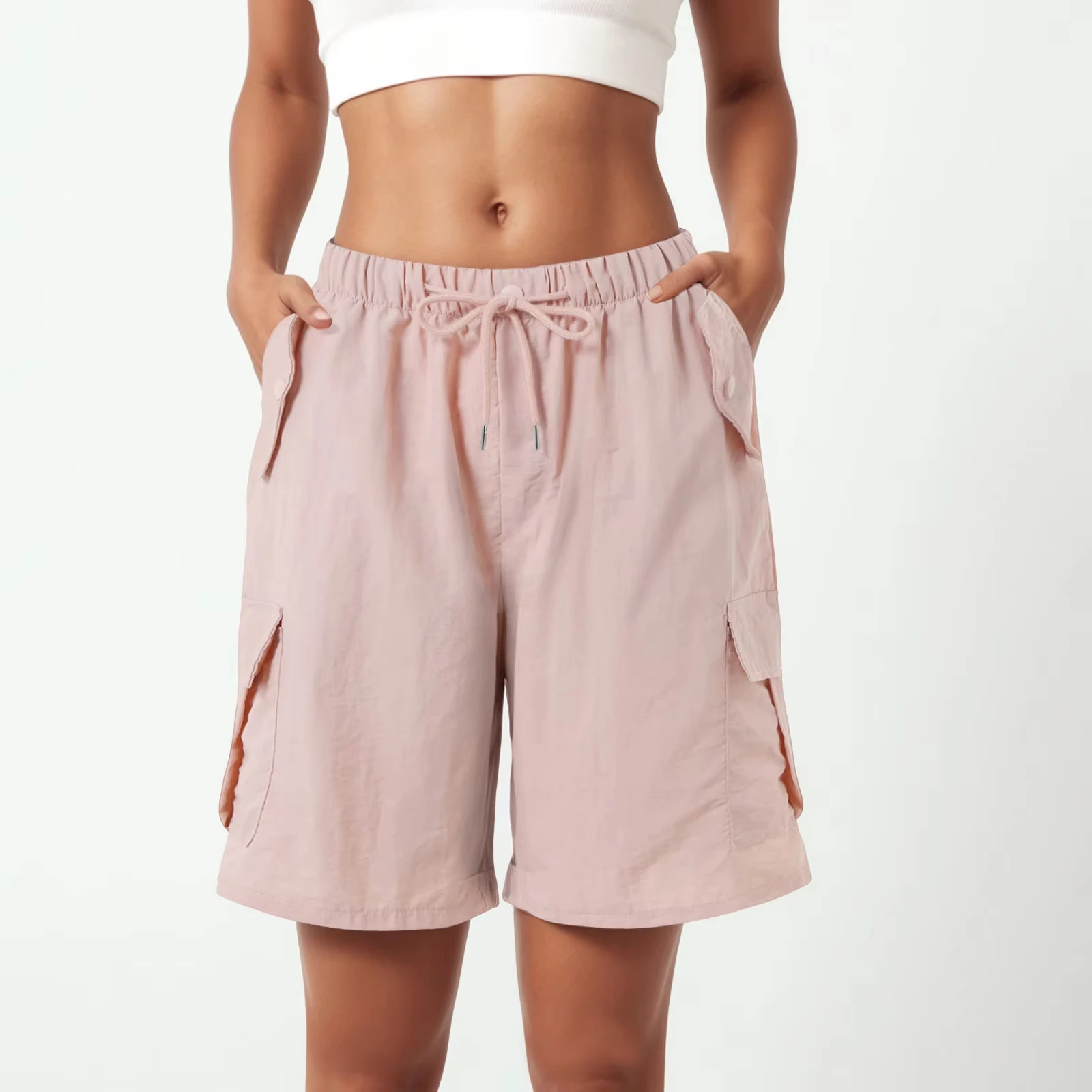 Summer Cargo Loose Shorts With Pocket Women Drawstring High Waisted Shorts Solid Casual Knee Length Pants
Summer Cargo Loose Shorts With Pocket Women Drawstring High Waisted Shorts Solid Casual Knee Length Pants