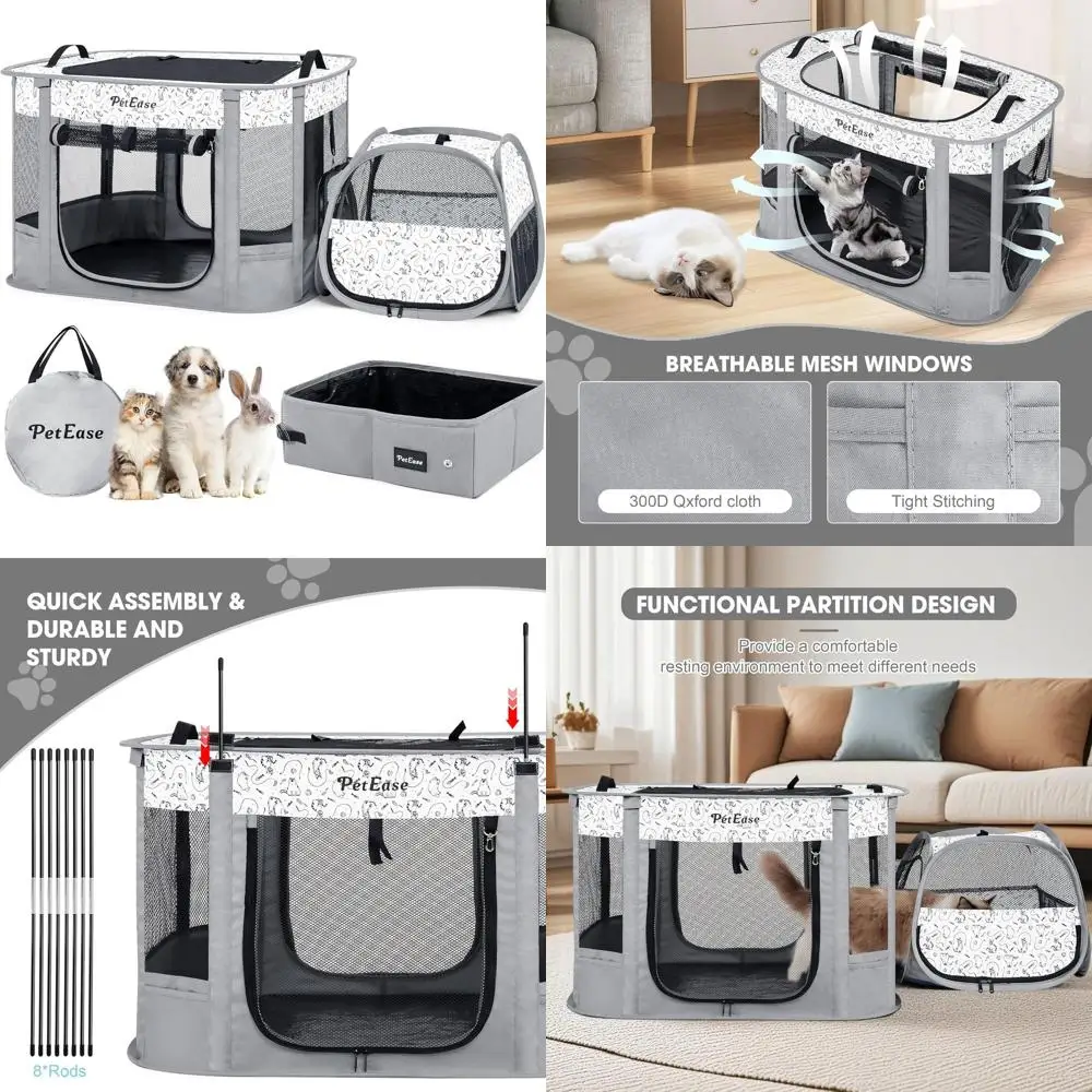 2-in-1 Pet Playpen for Dogs, Outdoor Cat Enclosure with Litter Box, Rabbit & Hamster Cage, Indoor/Outdoor Use (Light Gray)
2-in-1 Pet Playpen for Dogs, Outdoor Cat Enclosure with Litter Box, Rabbit & Hamster Cage, Indoor/Outdoor Use (Light Gray)