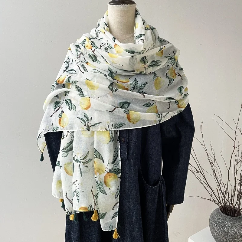 Lemon Pattern Women Viscose Scarf 88*180cm Cotton Linen Feeling Soft Shawl Tassel Hijab Wrap Pashmina Soft Summer Beach
Lemon Pattern Women Viscose Scarf 88*180cm Cotton Linen Feeling Soft Shawl Tassel Hijab Wrap Pashmina Soft Summer Beach