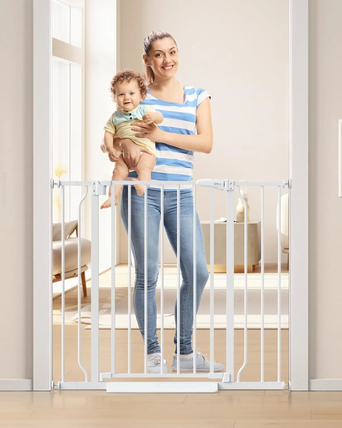 34" Extra Tall Auto-Close Baby Gate for Stairs, Pressure Mounted 29"-40" Wide, White
34" Extra Tall Auto-Close Baby Gate for Stairs, Pressure Mounted 29"-40" Wide, White