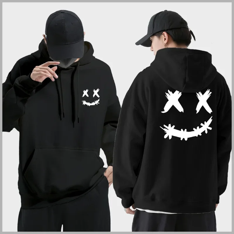 Spring and Autumn Men's Hoodie Double Smiley Face Printed Athletic Shirt Street Clothing Rap Loose Neutral Pullover Casual
Spring and Autumn Men's Hoodie Double Smiley Face Printed Athletic Shirt Street Clothing Rap Loose Neutral Pullover Casual
