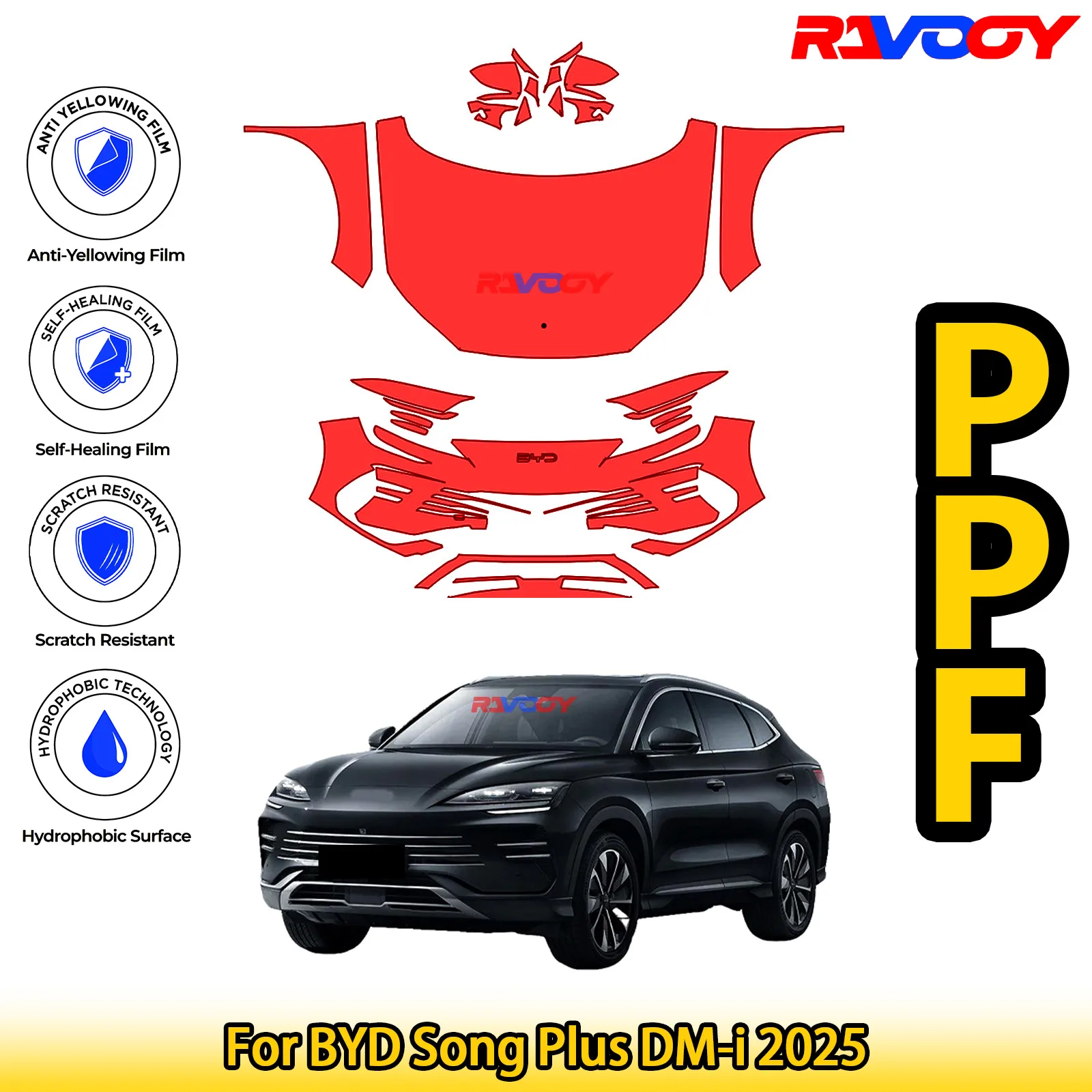 For BYD Song Plus DM-i 2025 Glossy Matte Black Precut front PPF Kit Paint Protection Film
For BYD Song Plus DM-i 2025 Glossy Matte Black Precut front PPF Kit Paint Protection Film