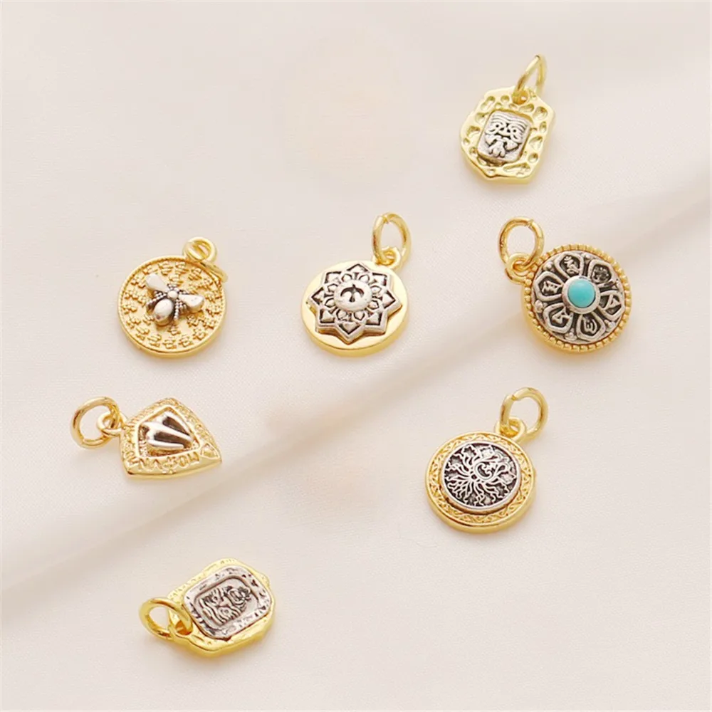 18k Gold Color Preservation Multi-platinum Single-sided Round Tag Bead Bracelet Necklace Pendant Diy Jewelry Charm Accessories
18k Gold Color Preservation Multi-platinum Single-sided Round Tag Bead Bracelet Necklace Pendant Diy Jewelry Charm Accessories