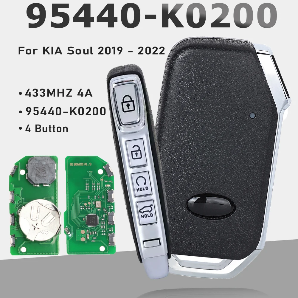 KEYECU 95440-K0200 4 кнопки умный дистанционный брелок 4A чип 433 МГц бесконтактный контроль без ключа Go для KIA Soul 2019 2020 2021 2022
KEYECU 95440-K0200 4 кнопки умный дистанционный брелок 4A чип 433 МГц бесконтактный контроль без ключа Go для KIA Soul 2019 2020 2021 2022