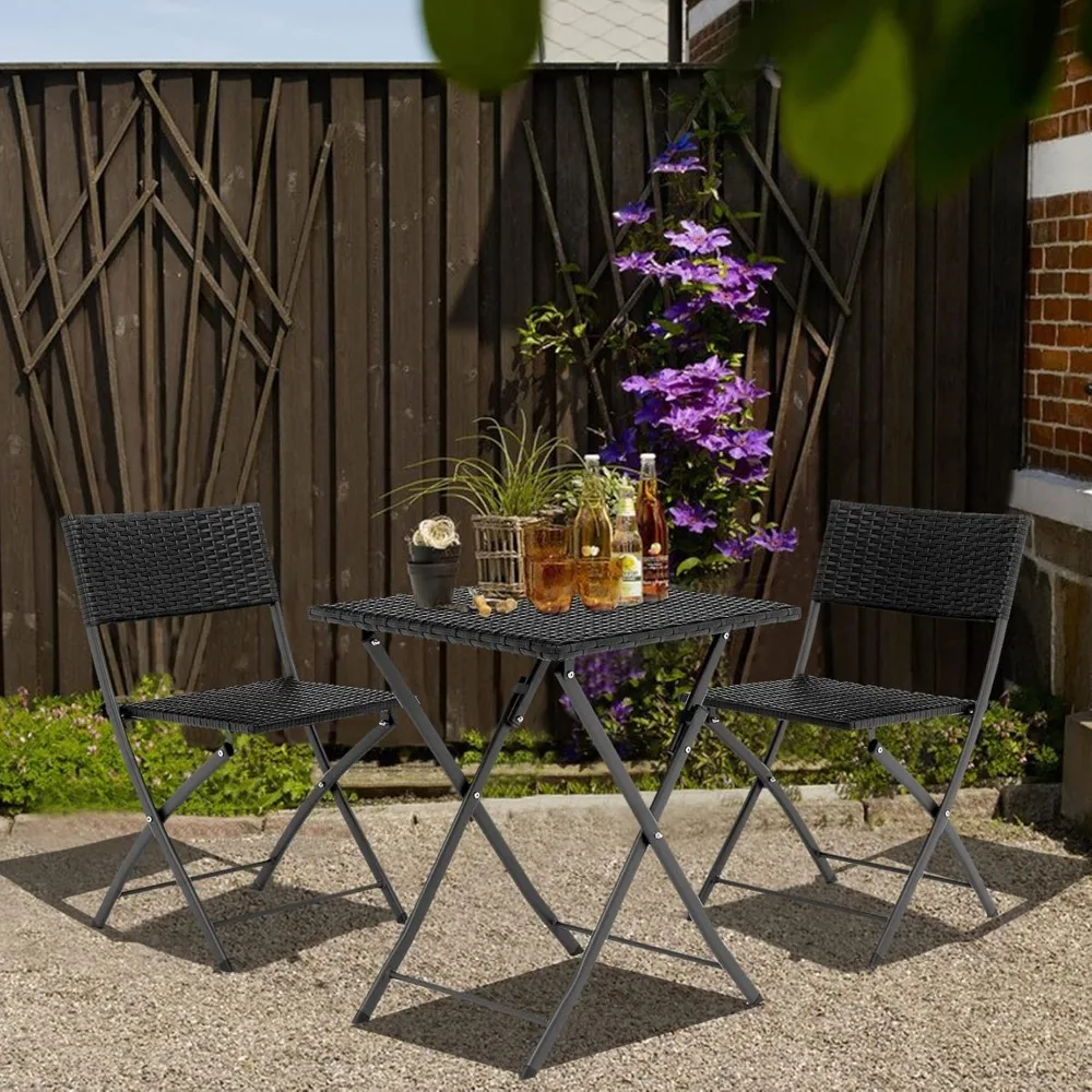 Three Pieces Folding Table and Chair Patio Outdoor Conversation Bistro Set by PE Rattan for Outdoor Courtyards Poolside Gardens
Three Pieces Folding Table and Chair Patio Outdoor Conversation Bistro Set by PE Rattan for Outdoor Courtyards Poolside Gardens