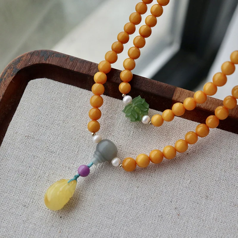 Chicken Fat Beeswax 108 Bracelet Necklace Dual-use Artistic Retro Ethnic Style Unisex
Chicken Fat Beeswax 108 Bracelet Necklace Dual-use Artistic Retro Ethnic Style Unisex