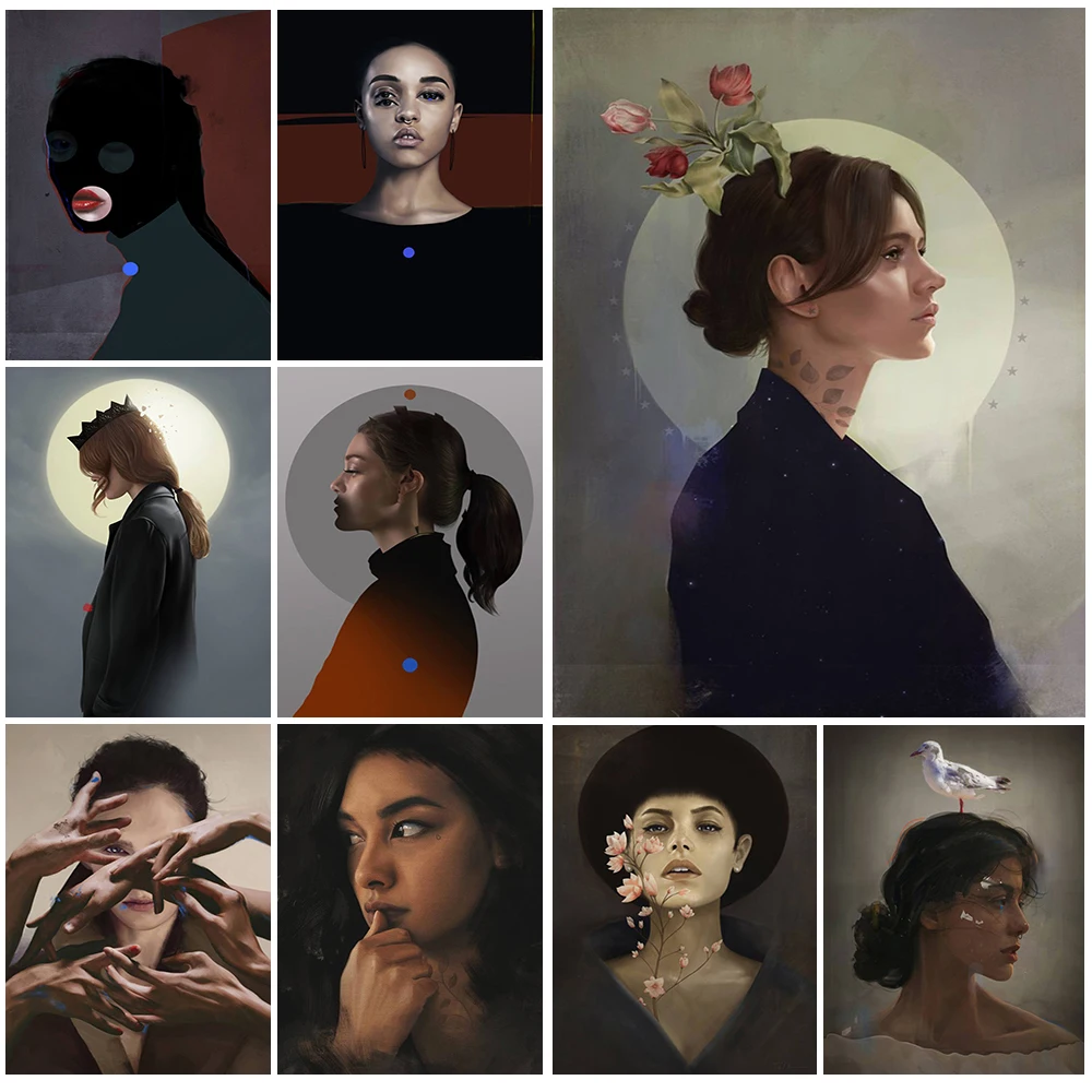 Modern Girl Woman Moon Abstract Portrait Poster Wall Art Canvas Painting Home Decor Wall Pictures For Living Room Unframed
Modern Girl Woman Moon Abstract Portrait Poster Wall Art Canvas Painting Home Decor Wall Pictures For Living Room Unframed