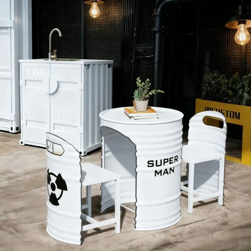 Trendy shop industrial wind oil drum tables and chairs Internet celebrity clock in cafe bar gym reception lounge outside the boo
Trendy shop industrial wind oil drum tables and chairs Internet celebrity clock in cafe bar gym reception lounge outside the boo