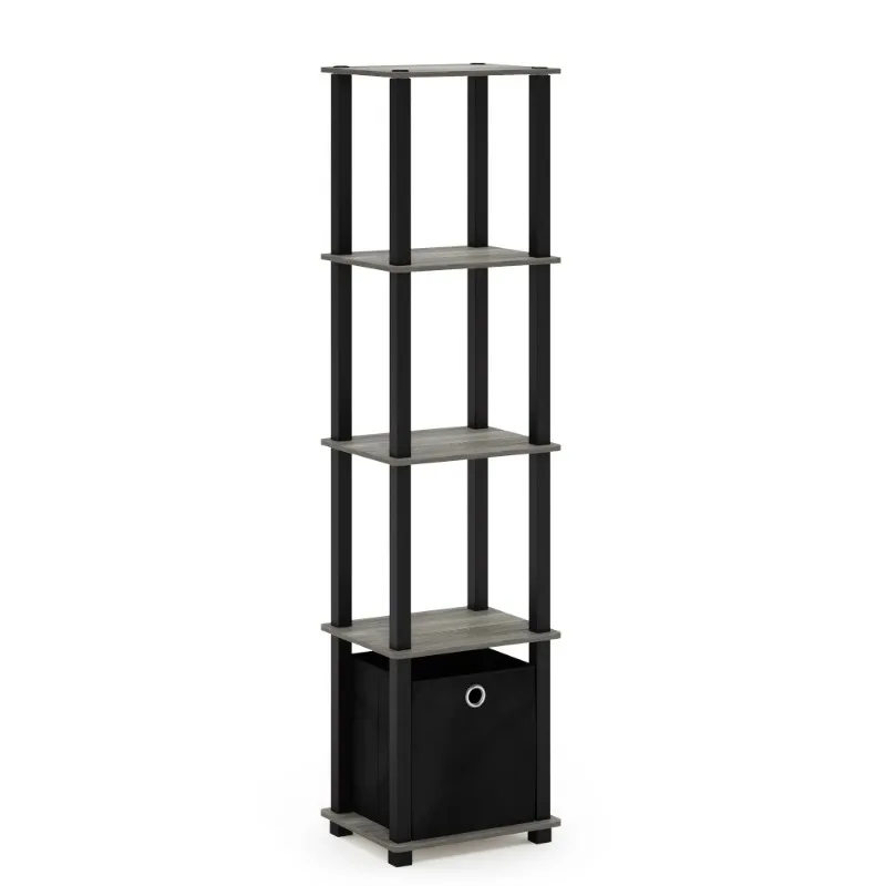 No Tools 5-Tier Display Decorative Shelf with One Bin, French Oak Grey/Black
No Tools 5-Tier Display Decorative Shelf with One Bin, French Oak Grey/Black