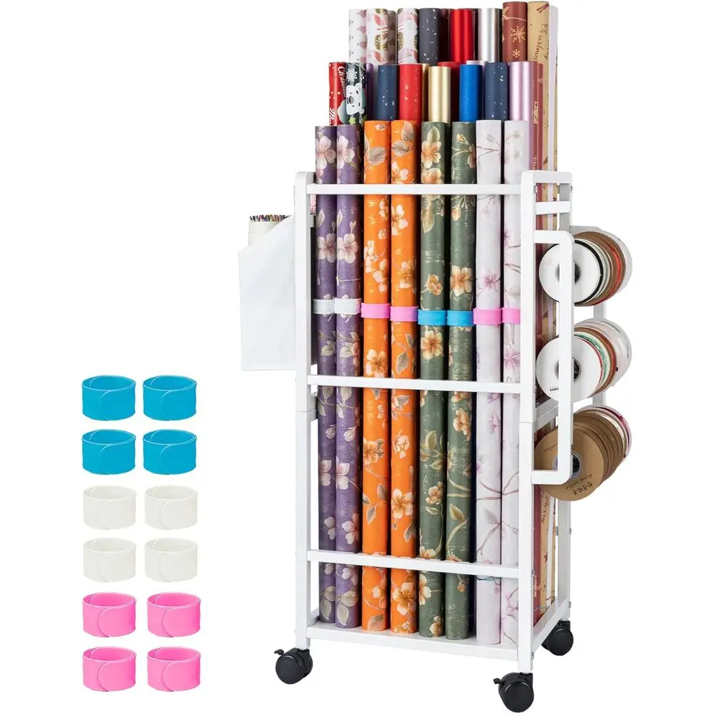 Rolling Paper Organizer Stand, Cart for Wrapping Supplies, Ribbon Storage, 12 Pack Slap Bracelets, Adjustable White Rod Organize
Rolling Paper Organizer Stand, Cart for Wrapping Supplies, Ribbon Storage, 12 Pack Slap Bracelets, Adjustable White Rod Organize