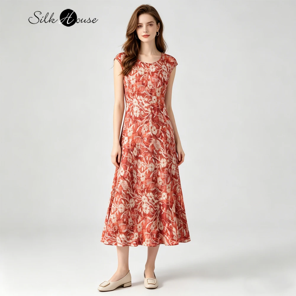 Women's Casual Summer Clothing Oblique Cut 100%Natural Mulberry Silk Double Crepe Round Neck Short Sleeved Printed Mermaid Skirt
Women's Casual Summer Clothing Oblique Cut 100%Natural Mulberry Silk Double Crepe Round Neck Short Sleeved Printed Mermaid Skirt