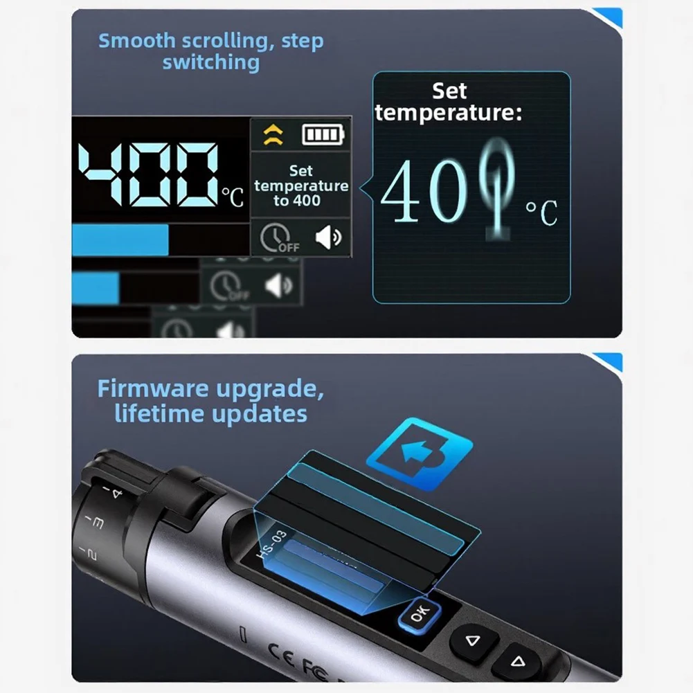 Portable Wireless Soldering Iron 03 2600mAh Battery 3s Heat Time 212F 842F Adjustable Temp IPS Screen Charging
Portable Wireless Soldering Iron 03 2600mAh Battery 3s Heat Time 212F 842F Adjustable Temp IPS Screen Charging
