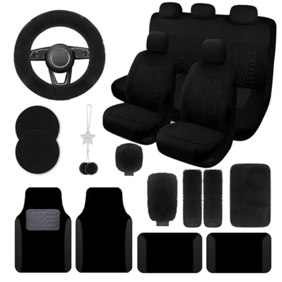 Car seat covers full set for women, black 3D tyre print with 5mm composite sponge, universal SUV interior accessories including
Car seat covers full set for women, black 3D tyre print with 5mm composite sponge, universal SUV interior accessories including