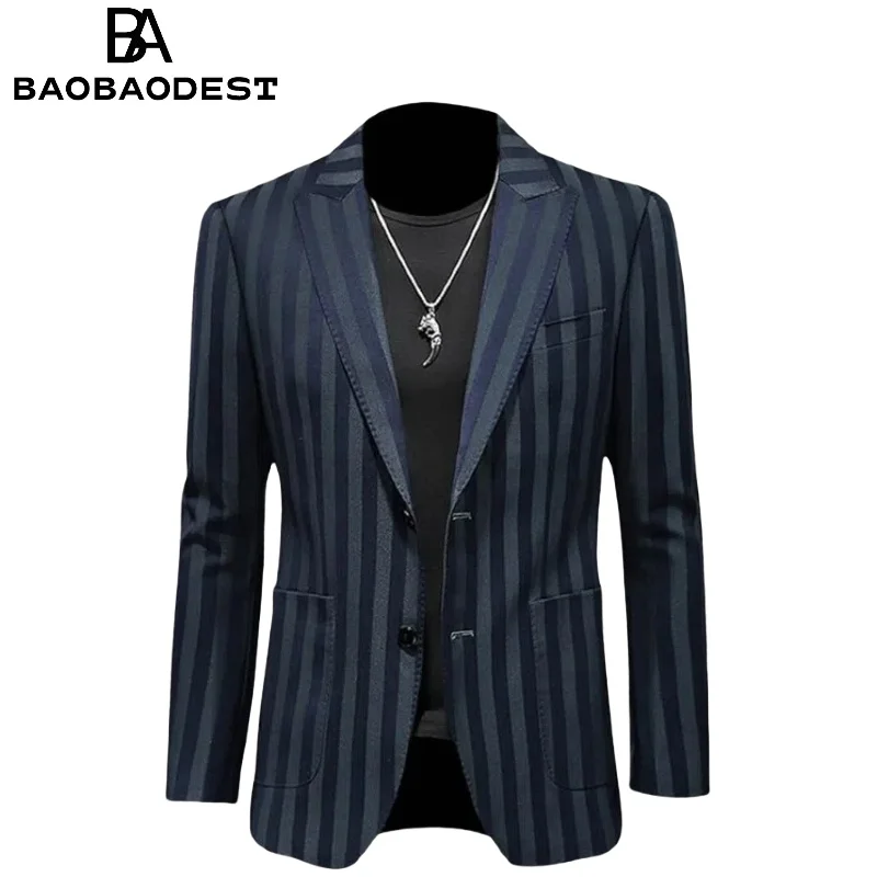 Men's Custom Slim Fit Striped Blazer - Two Button Formal & Casual Wedding Groom Suit Jacket with Elegant Lace Lapel
Men's Custom Slim Fit Striped Blazer - Two Button Formal & Casual Wedding Groom Suit Jacket with Elegant Lace Lapel
