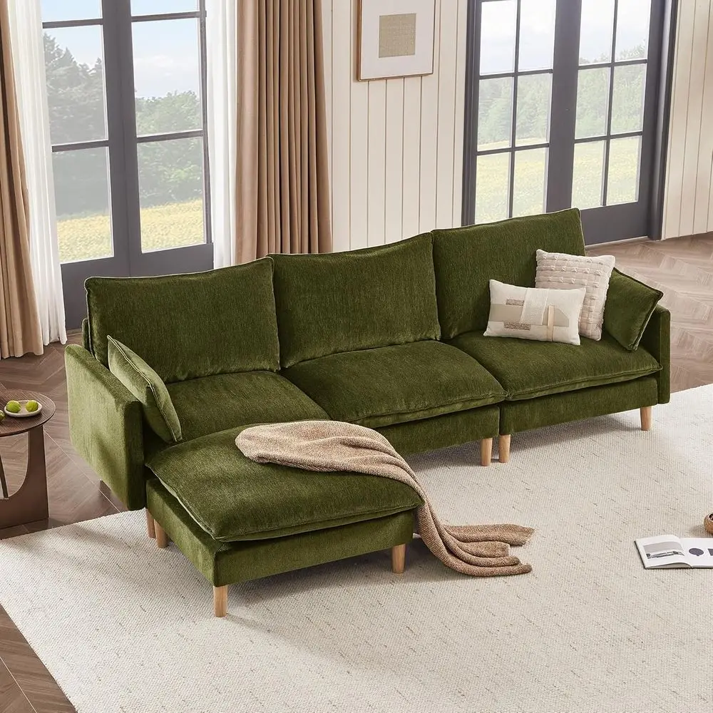 Oversized L-Shaped Cloud Sectional Sofa for Living Room, Comfortable Chenille Couch with Removable Cushions in Green
Oversized L-Shaped Cloud Sectional Sofa for Living Room, Comfortable Chenille Couch with Removable Cushions in Green