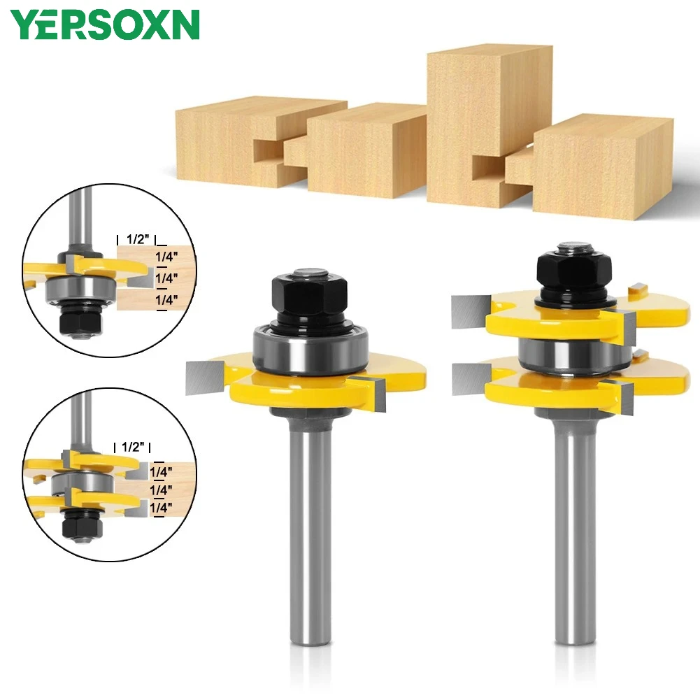 2Pcs 6mm 8mm 12mm 1/4"1/2" Shank Tongue & Groove Router Bit Set for Woodworking 3-Tooth T-Type Tenon Cutter Milling Cutter Sets
2Pcs 6mm 8mm 12mm 1/4"1/2" Shank Tongue & Groove Router Bit Set for Woodworking 3-Tooth T-Type Tenon Cutter Milling Cutter Sets