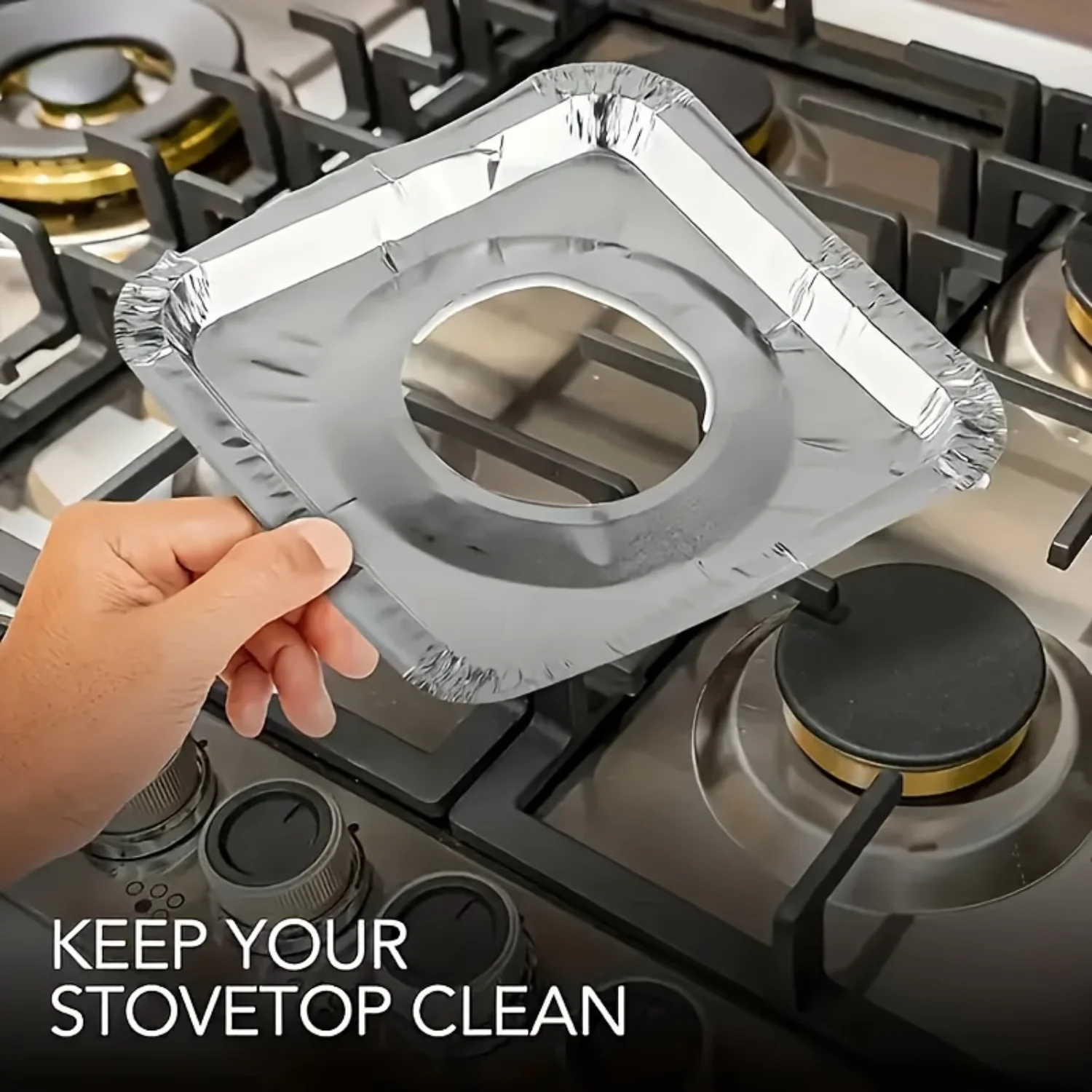 50-Piece Disposable Aluminum Gas Stove Burner Covers, 8.5" Square Heat-Resistant Protectors, Thick Top Liner For Kitchen Safety
50-Piece Disposable Aluminum Gas Stove Burner Covers, 8.5" Square Heat-Resistant Protectors, Thick Top Liner For Kitchen Safety