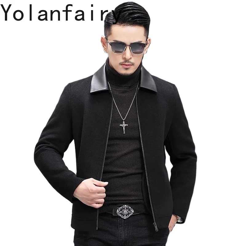 YOLANFAIRY Casual Wool Coats for Men Spring Autumn Fashion Short Woolen Coat Man Clothing Spliced Genuine Leather Mens Jacket
YOLANFAIRY Casual Wool Coats for Men Spring Autumn Fashion Short Woolen Coat Man Clothing Spliced Genuine Leather Mens Jacket