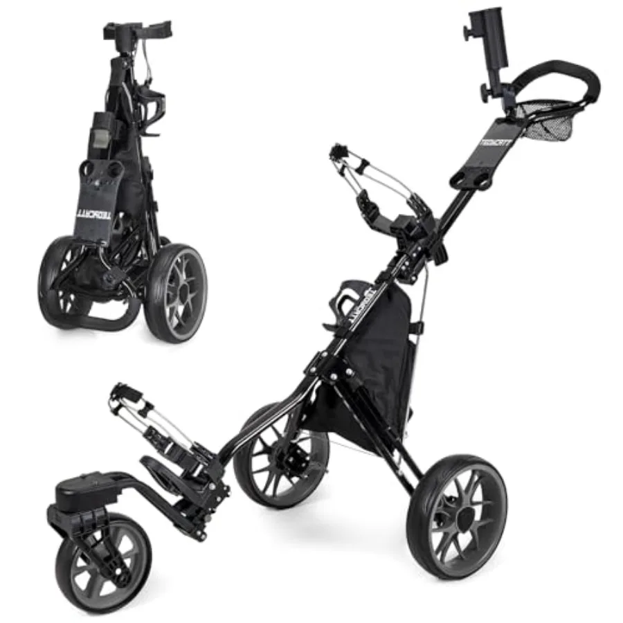 360 Golf Pull Cart: Lightweight Folding Swivel 3 Wheels Golf Caddy with Foot Brake, Cooler Bag, Drinkand Umbrella Holder
360 Golf Pull Cart: Lightweight Folding Swivel 3 Wheels Golf Caddy with Foot Brake, Cooler Bag, Drinkand Umbrella Holder