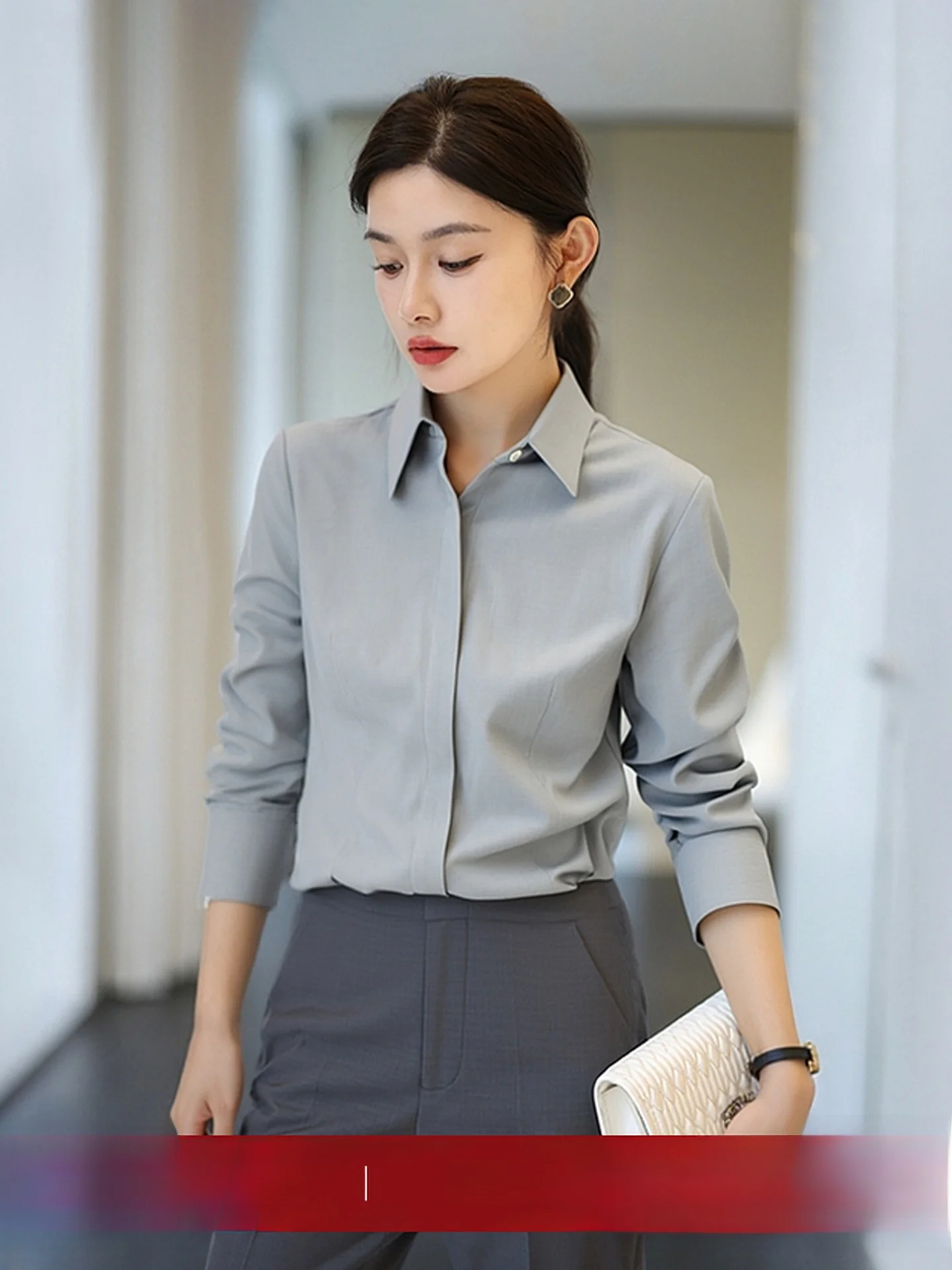 Grey Shirt Women's Autumn Winter New Style Long Sleeve Slim Fit Shirt Professional Interview Dressing Easy Care Commute Style
Grey Shirt Women's Autumn Winter New Style Long Sleeve Slim Fit Shirt Professional Interview Dressing Easy Care Commute Style